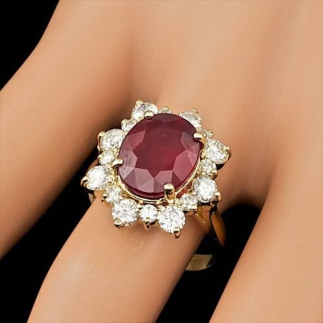 14K Yellow Gold 5.37ct Ruby and 1.36ct Diamond Ring - 3