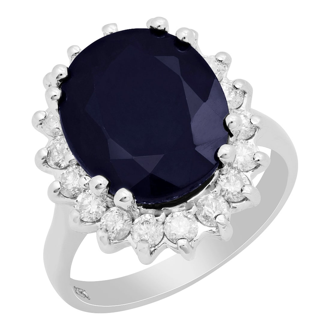 14k White Gold 8.02ct Sapphire 0.92ct Diamond Ring: Retail: $5,710.00 ****** 14k White Gold 8.02ct Sapphire 0.92ct Diamond Ring ****** Metal: 14K White Gold / Total Item Weight: 7.20 grams / Country Made: United States / / Main Stone: Sapphire / Color: