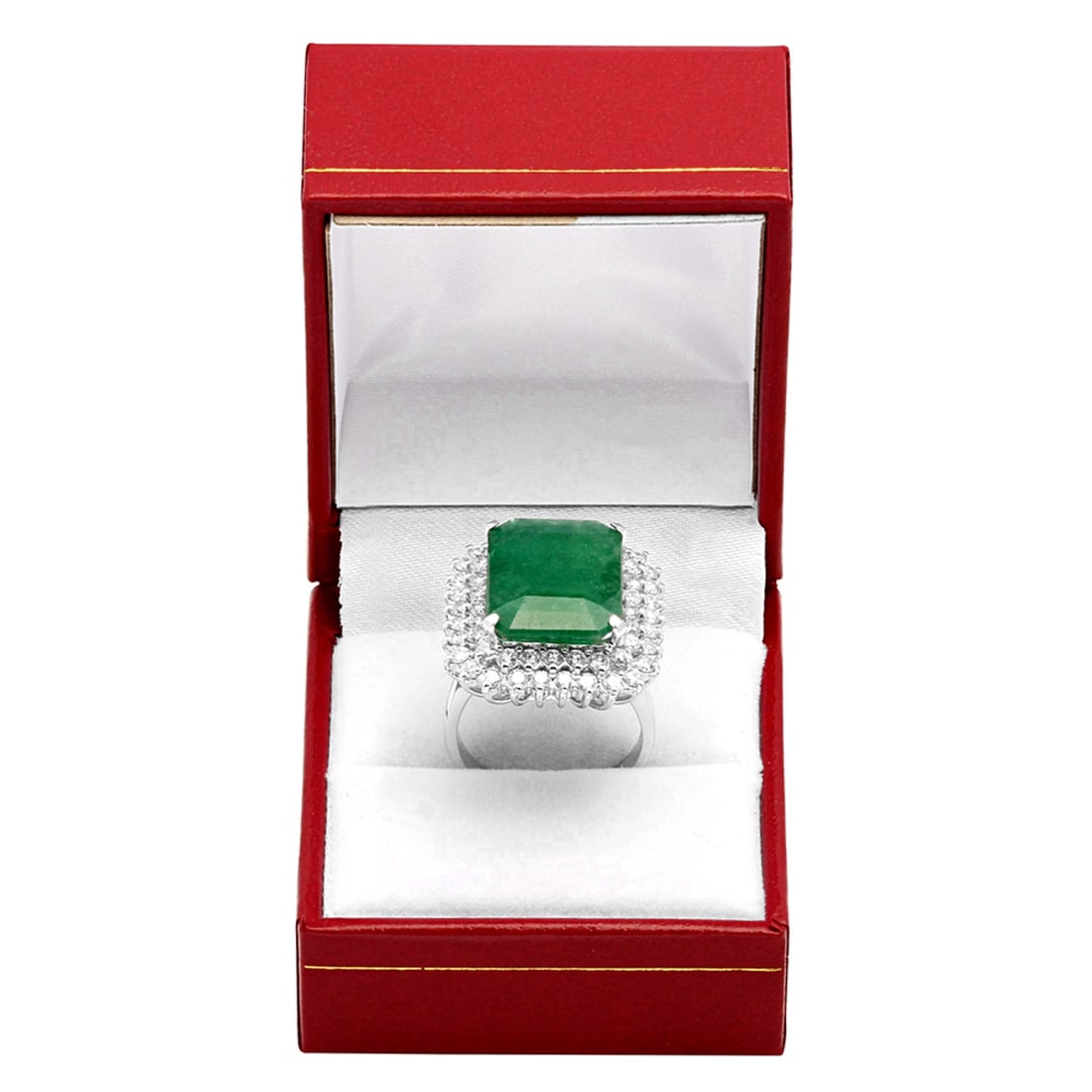 14k White Gold 11.46ct Emerald 1.90ct Diamond Ring - 4