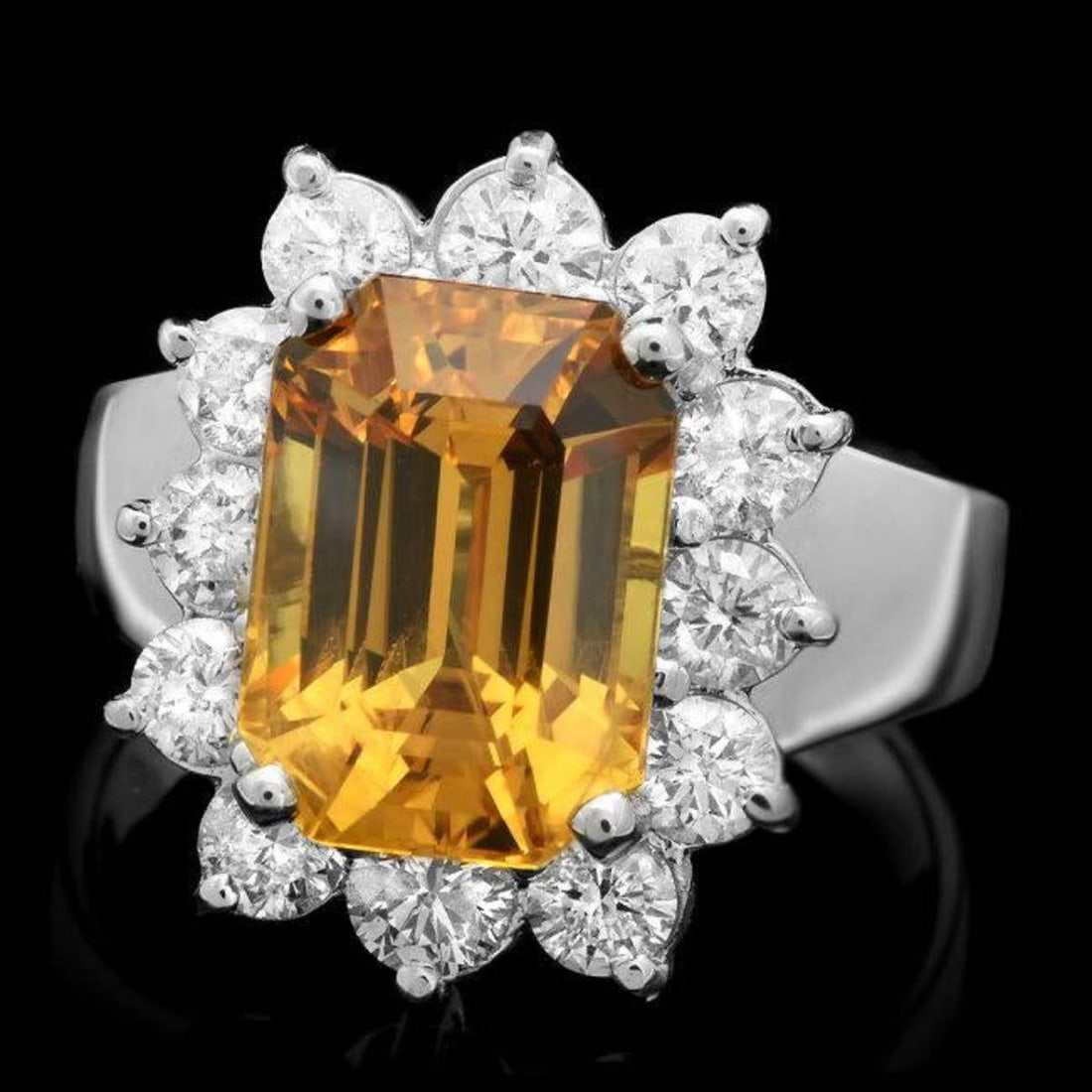 14K White Gold 6.42ct Sapphire and 1.08ct Diamond Ring: Retail: $17,932.00 ****** 14K White Gold 6.42ct Sapphire and 1.08ct Diamond Ring ****** Metal: 14K White Gold / Total Item Weight: 8.0 Grams / Country Made: United States / / Main Stone: Sapphire / Co