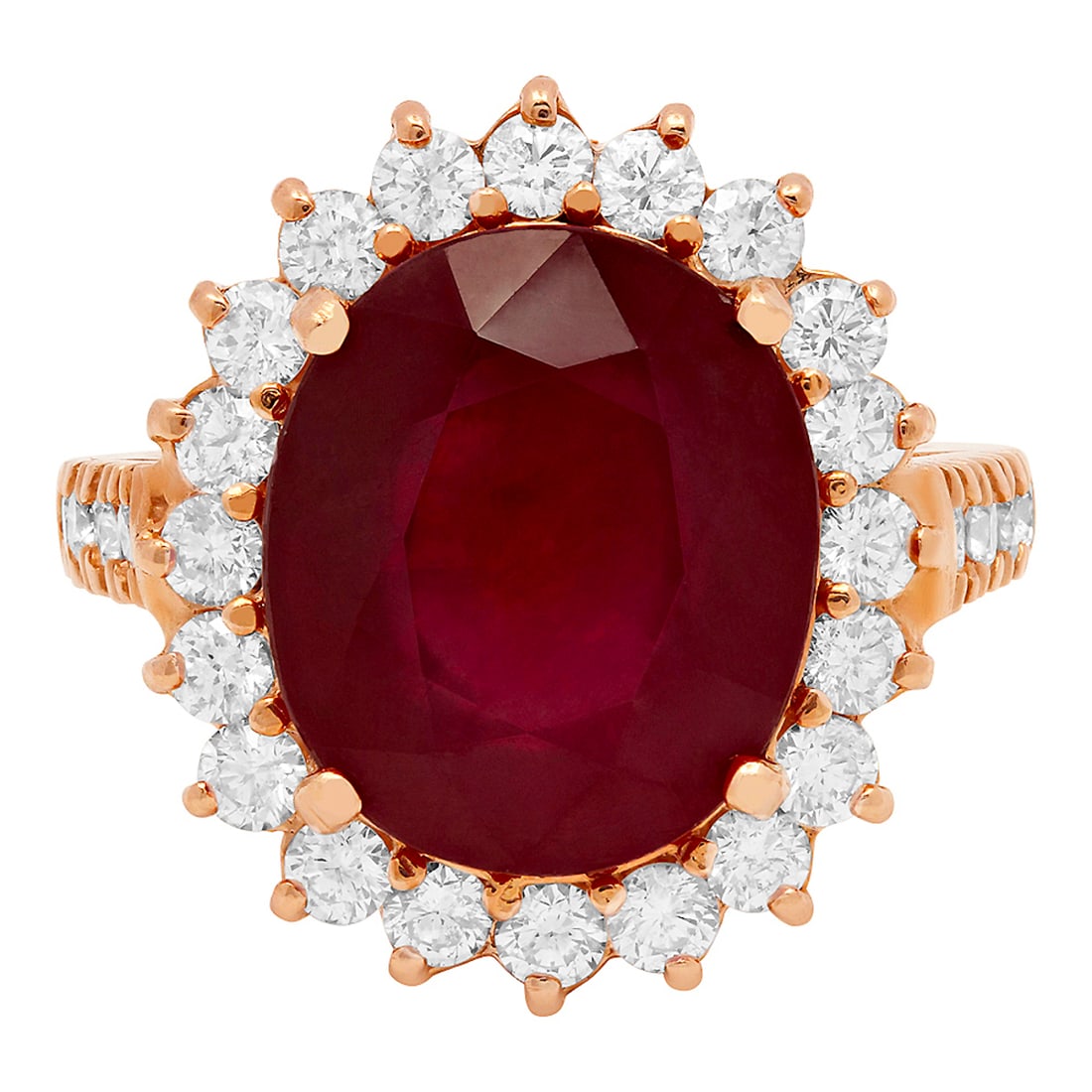 14k Rose Gold 9,89ct Ruby 1.39ct Diamond Ring - 3
