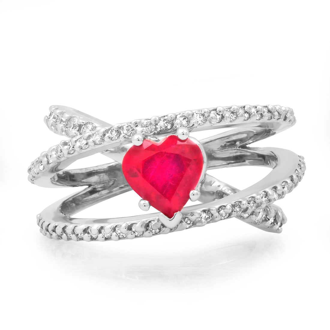 18K White Gold Setting with 1.47ct Heart shapped Ruby and 0.90ct Diamond Ring - 2