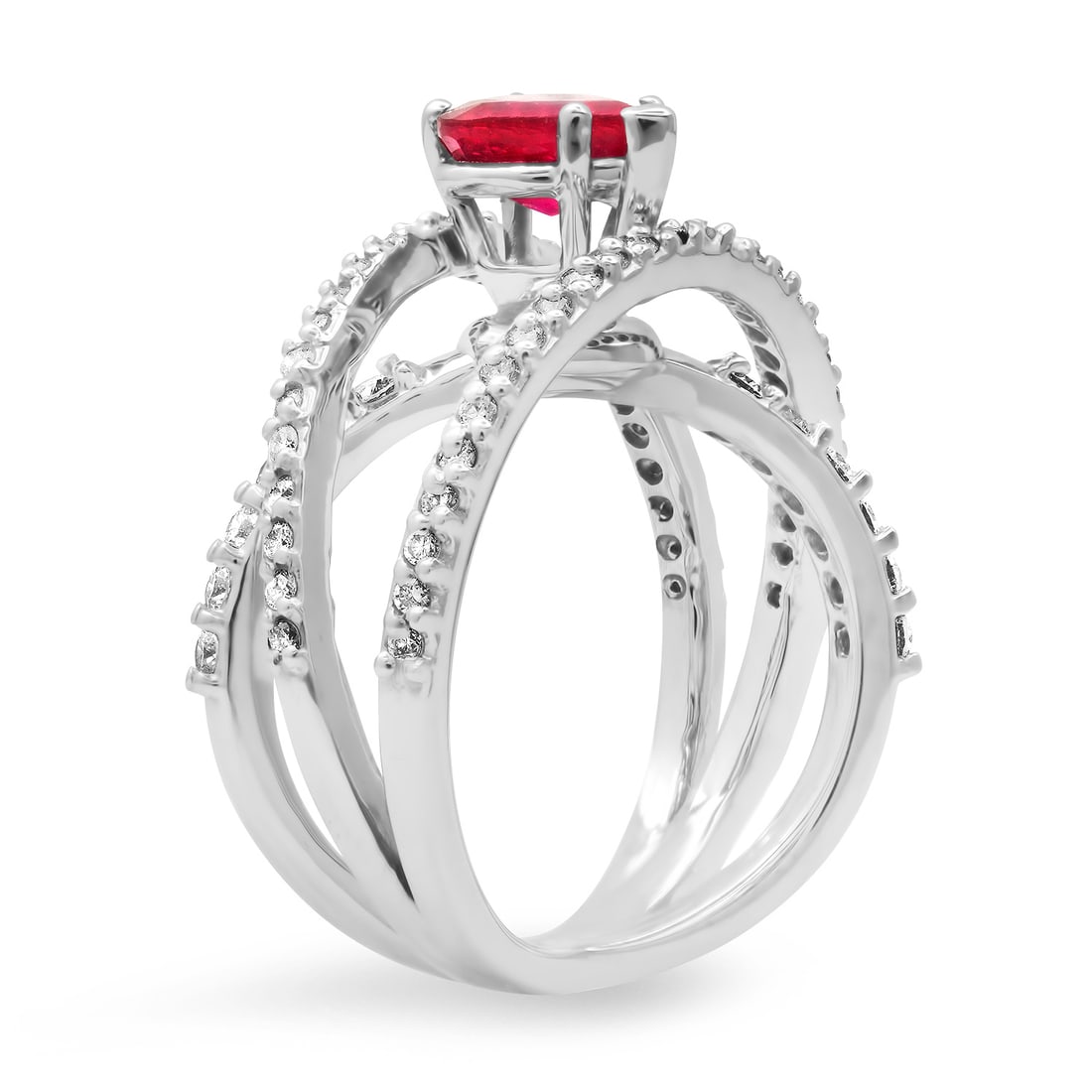 18K White Gold Setting with 1.47ct Heart shapped Ruby and 0.90ct Diamond Ring - 3