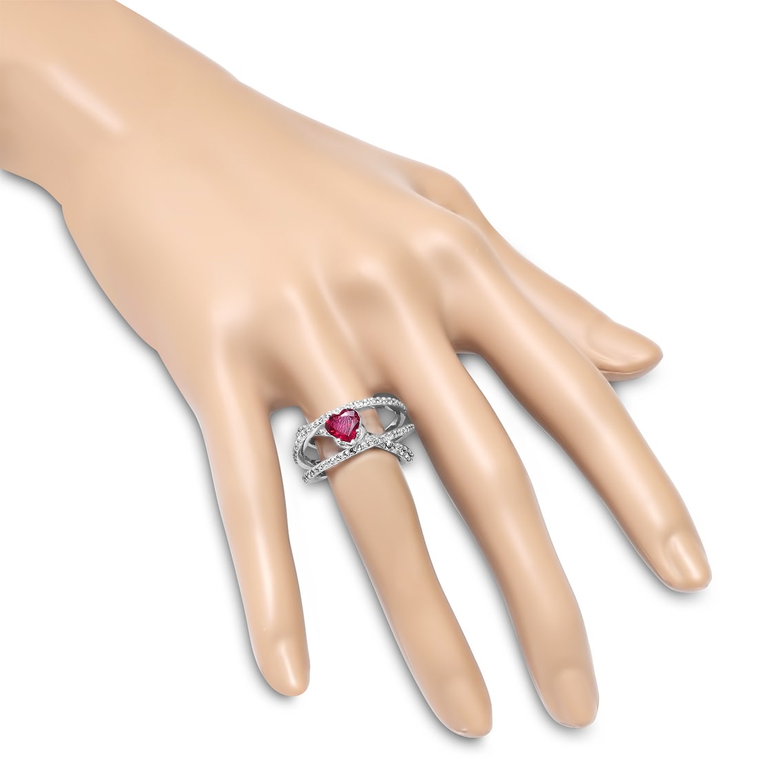 18K White Gold Setting with 1.47ct Heart shapped Ruby and 0.90ct Diamond Ring - 4