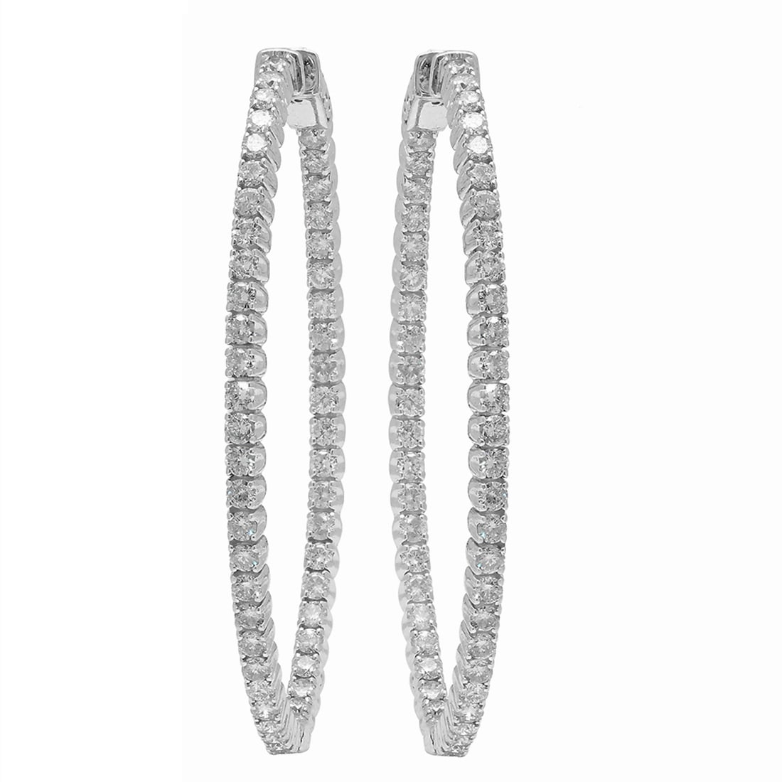 14k White Gold 3.89ct Diamond Earrings: Retail: $15,490.00 ****** 14k White Gold 3.89ct Diamond Earrings ****** Metal: 14K White Gold / Total Item Weight: 14.20 grams / Country Made: United States / / Main Stone: Diamond / Carat Total Weigh
