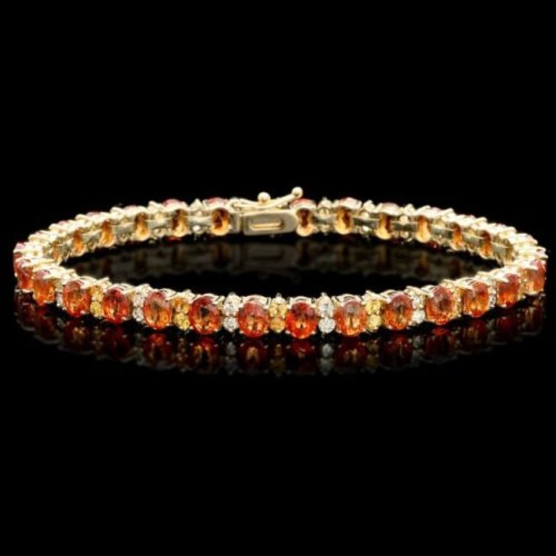 14K Gold 19.72ct Sapphire 1.17ct Diamond Bracelet: Retail: $15,075.00 ****** 14K Gold 19.72ct Sapphire 1.17ct Diamond Bracelet ****** Metal: 14K Yellow Gold / Total Item Weight: 17.5 Grams / Country Made: United States / / Main Stone: Sapphire /