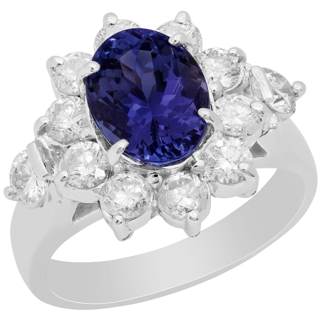 14k White Gold 2.47ct Tanzanite 1.30ct Diamond Ring: Retail: $6,375.00 ****** 14k White Gold 2.47ct Tanzanite 1.30ct Diamond Ring ****** Metal: 14K White Gold / Total Item Weight: 6.10 grams / Country Made: United States / / Main Stone: Tanzanite /
