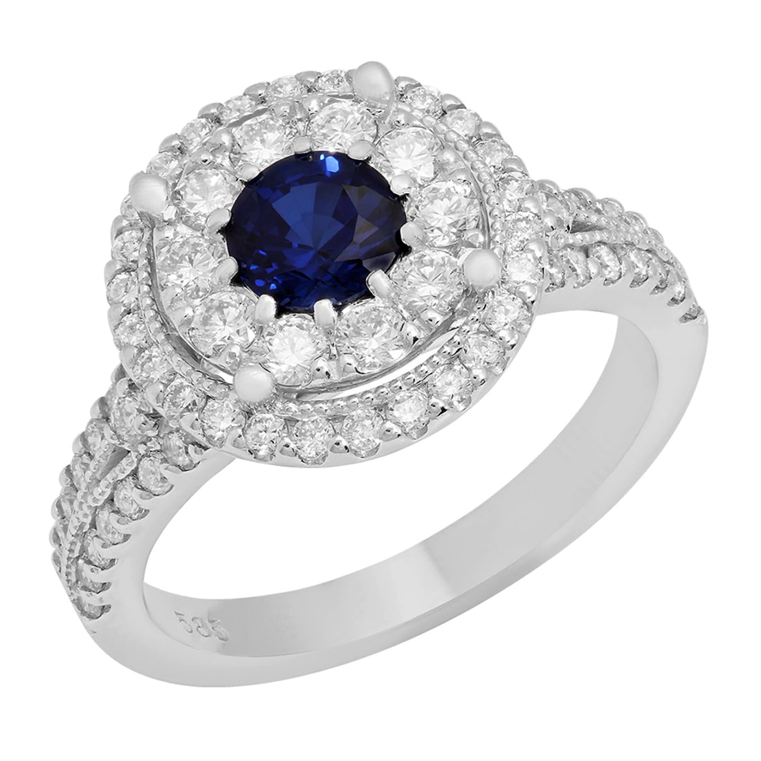 14k White Gold 0.85ct Sapphire 1.12ct Diamond Ring: Retail: $6,425.00 ****** 14k White Gold 0.85ct Sapphire 1.12ct Diamond Ring ****** Metal: 14K White Gold / Total Item Weight: 5.46 grams / Country Made: United States / / Main Stone: Sapphire / Color: