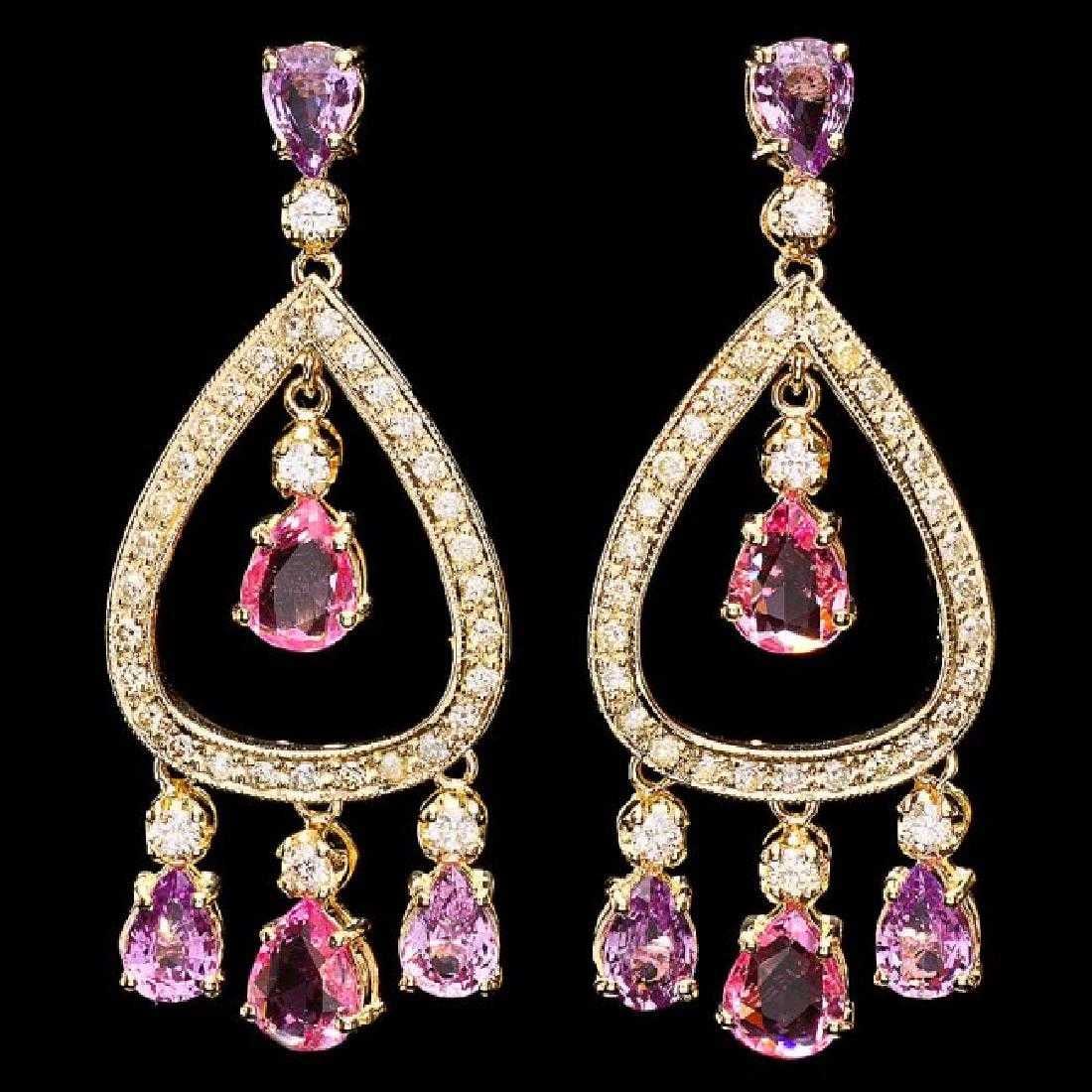 14K Yellow Gold 7.90ct Sapphire and 1.58ct Diamond Earrings: Retail: $15,989.00 ****** 14K Yellow Gold 7.90ct Sapphire and 1.58ct Diamond Earrings ****** Metal: 14K Yellow Gold / Total Item Weight: 14.0 Grams / Country Made: United States / / Main Stone: