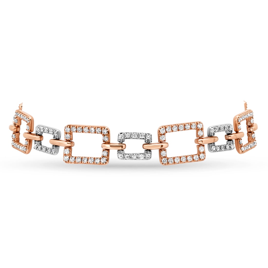 14K Rose & White gold with 2.0ct Diamond Bracelet: Retail: $9,350.00 ****** 14K Rose & White gold with 2.0ct Diamond Bracelet ****** Metal: 14K Rose and White Gold / Total Item Weight: 13.3 Grams / Country Made: United States / / Main Stone: Diamond /