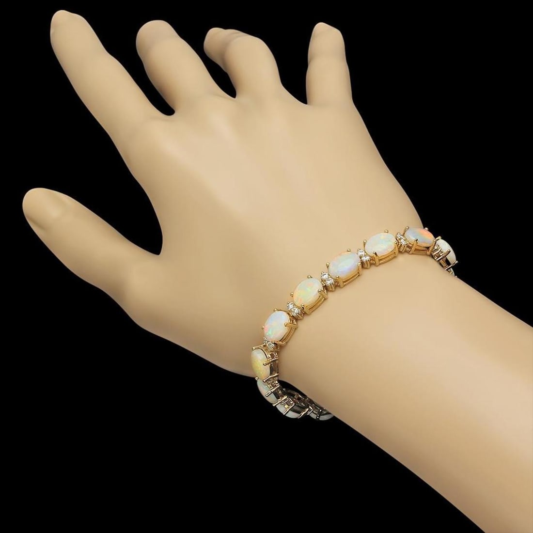 14K Gold 17.12ct Opal 1.47ct Diamond Bracelet - 2