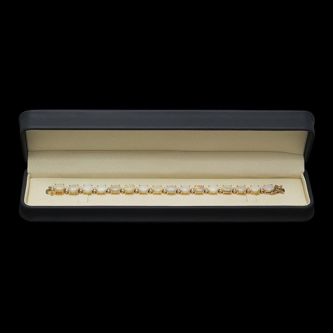 14K Gold 17.12ct Opal 1.47ct Diamond Bracelet - 3