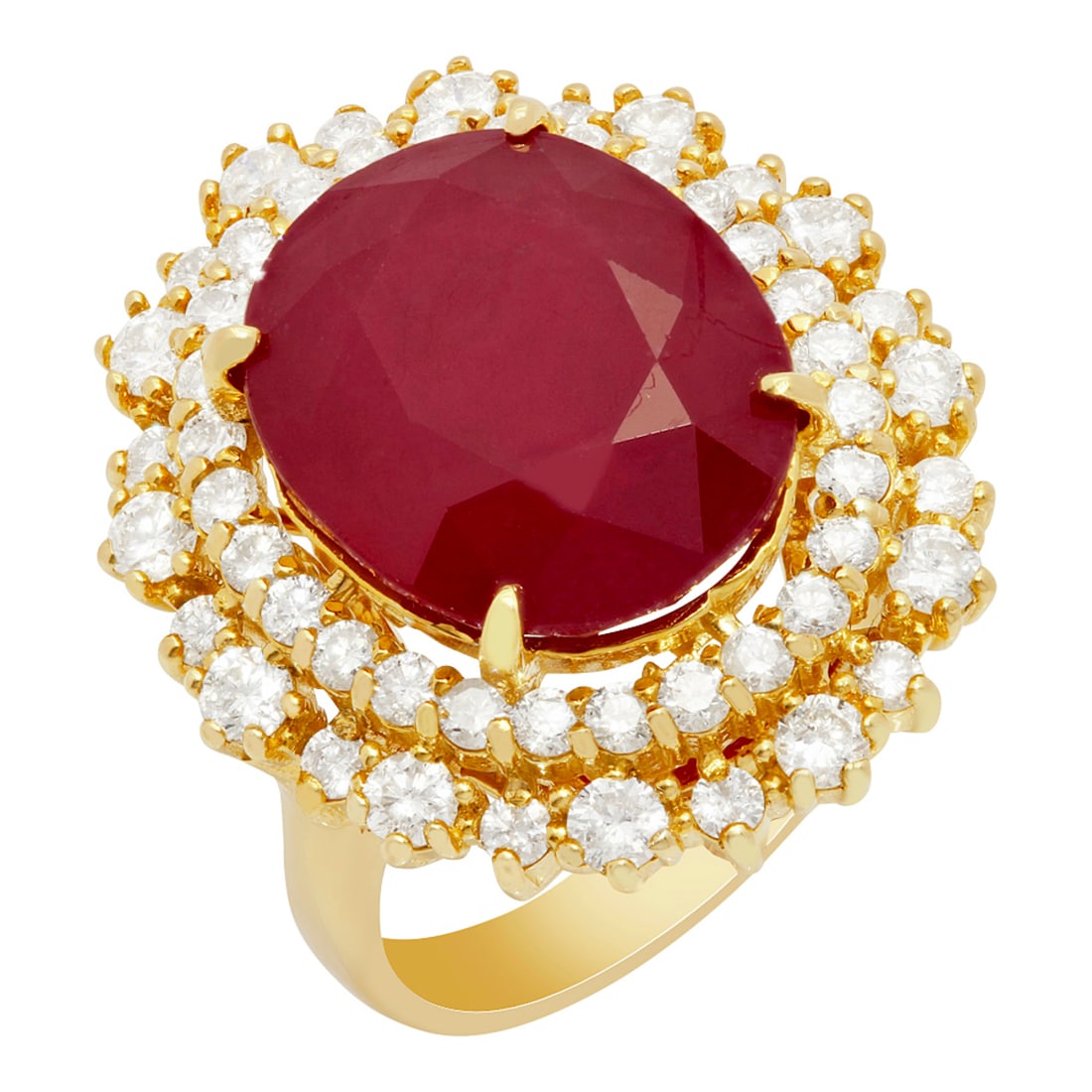 14k Yellow Gold 12.57ct Ruby 1.62ct Diamond Ring: Retail: $8,290.00 ****** 14k Yellow Gold 12.57ct Ruby 1.62ct Diamond Ring ****** Metal: 14K Yellow Gold / Total Item Weight: 10.10 grams / Country Made: United States / / Main Stone: Ruby / Color: