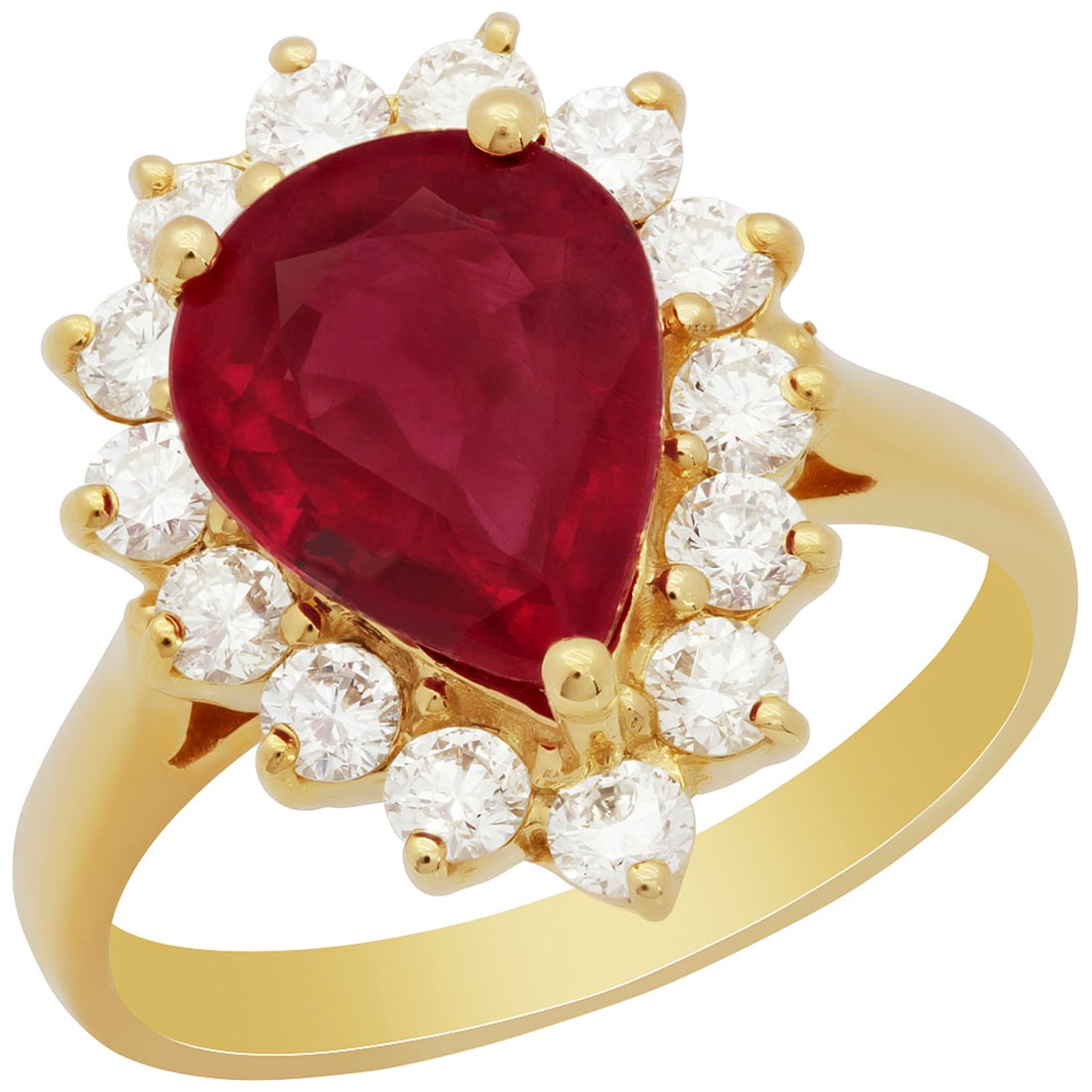 14k Yellow Gold 3.59ct Ruby 0.79ct Diamond Ring: Retail: $3,060.00 ****** 14k Yellow Gold 3.59ct Ruby 0.79ct Diamond Ring ****** Metal: 14K Yellow Gold / Total Item Weight: 4.90 grams / Country Made: United States / / Main Stone: Ruby / Color: