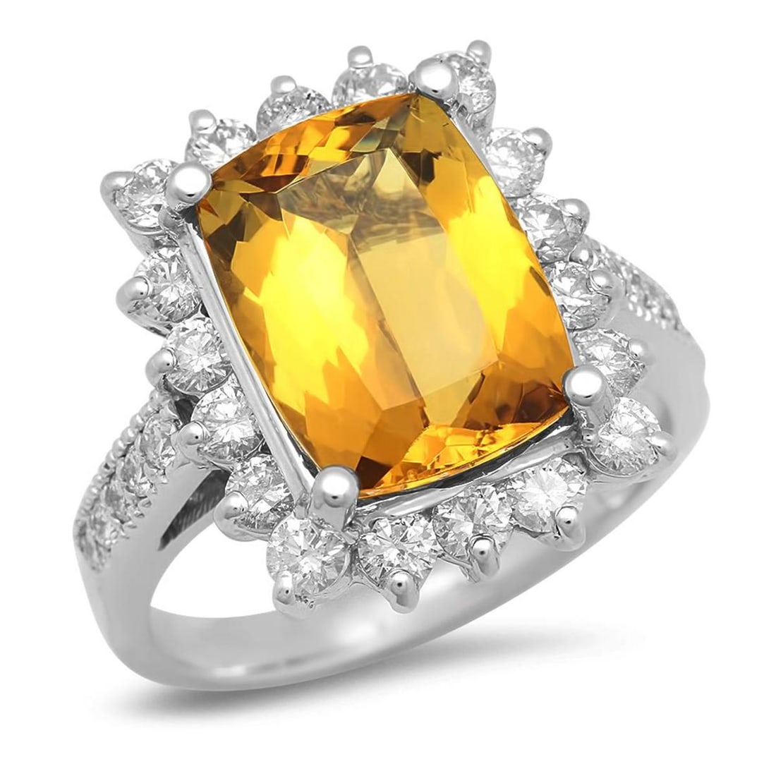 14K White Gold 4.11ct Beryl and 1.17ct Diamond Ring (1 of 5)
