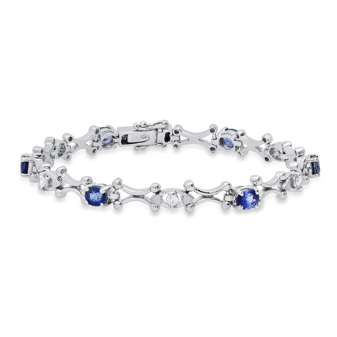 18K White Gold Setting with 3.23ct Sapphire and 0.20ct Diamond Bracelet: Retail: $11,700.00 ****** 18K White Gold Setting with 3.23ct Sapphire and 0.20ct Diamond Bracelet ****** Metal: 18K White Gold / Total Item Weight: 12.7 Grams / Country Made: United States / / Main St