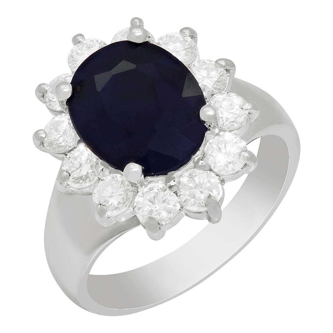 14k White Gold 2.96ct Sapphire 0.91ct Diamond Ring: Retail: $7,770.00 ****** 14k White Gold 2.96ct Sapphire 0.91ct Diamond Ring ****** Metal: 14K White Gold / Total Item Weight: 7.52 grams / Country Made: United States / / Main Stone: Sapphire / Color: