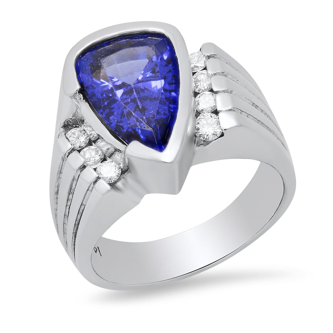 14K White Gold Setting with 3.94ct Tanzanite and 0.23ct Diamond Ladies Ring: Retail: $9,257.00 ****** 14K White Gold Setting with 3.94ct Tanzanite and 0.23ct Diamond Ladies Ring ****** Size: 8.5 / Metal: 14K White Gold / Total Item Weight: 13.3 Grams / Country Made: United Sta