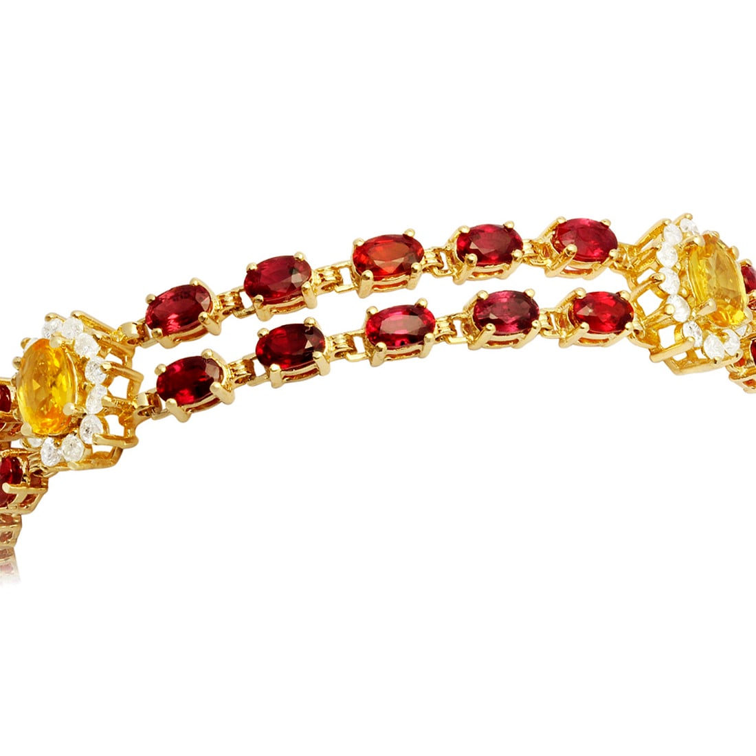 14k Yellow Gold 16.13ct Sapphire 1.81ct Diamond Bracelet: Retail: $19,310.00 ****** 14k Yellow Gold 16.13ct Sapphire 1.81ct Diamond Bracelet ****** Metal: 14K Yellow Gold / Total Item Weight: 18.80 grams / Country Made: United States / / Main Stone: Sapphire