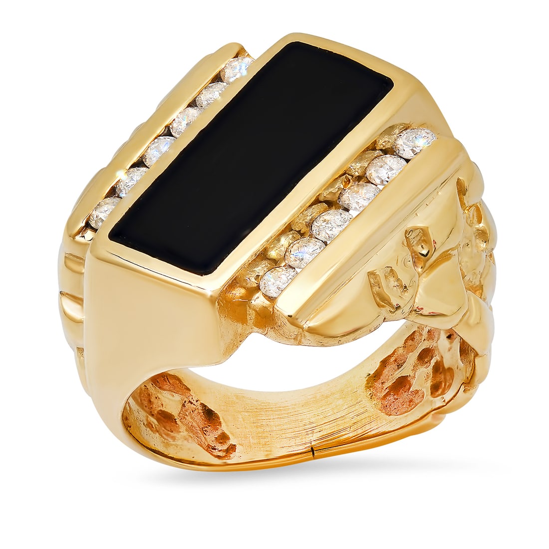 14K Yellow Gold Setting with 0.36ct Diamond Black Onyx Ring: Retail: $3,600.00 ****** 14K Yellow Gold Setting with 0.36ct Diamond Black Onyx Ring ****** Size: 5.5 (we offer free resizing to winning bidders) / Metal: 14K Yellow Gold / Total Item Weight: 12.0