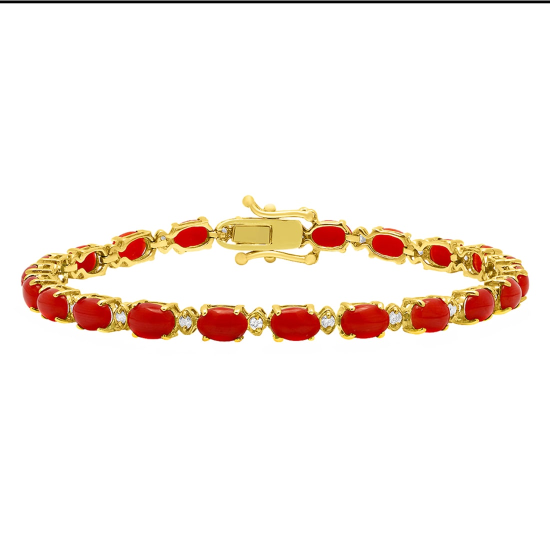 14k Yellow Gold 7.51ct Coral 0.51ct Diamond Bracelet: Retail: $6,450.00 ****** 14k Yellow Gold 7.51ct Coral 0.51ct Diamond Bracelet ****** Metal: 14K Yellow Gold / Total Item Weight: 8.60 grams / Country Made: United States / / Main Stone: Coral /