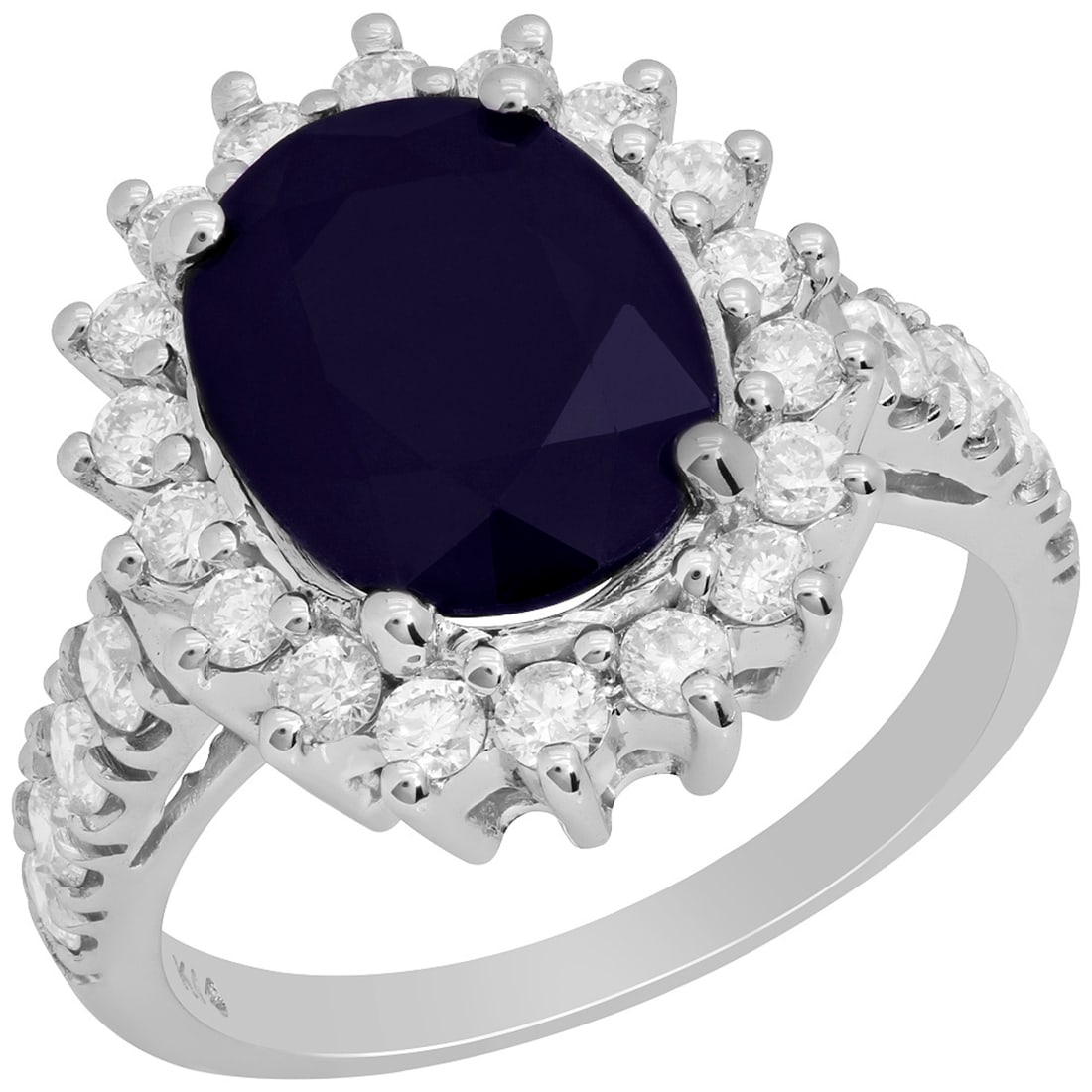 14k White Gold 3.74ct Sapphire 0.91ct Diamond Ring: Retail: $4,530.00 ****** 14k White Gold 3.74ct Sapphire 0.91ct Diamond Ring ****** Metal: 14K White Gold / Total Item Weight: 6.10 grams / Country Made: United States / / Main Stone: Sapphire /