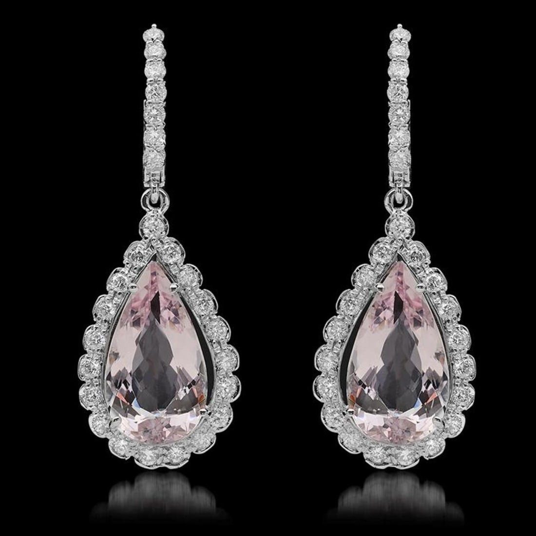 14K Gold 9.62ct Morganite & 1.71ct Diamond Earrings: Retail: $10,867.00 ****** 14K Gold 9.62ct Morganite & 1.71ct Diamond Earrings ****** Metal: 14K Solid White Gold / Total Item Weight: 7.3 grams / Country Made: United States / / Main Stone: Morganite