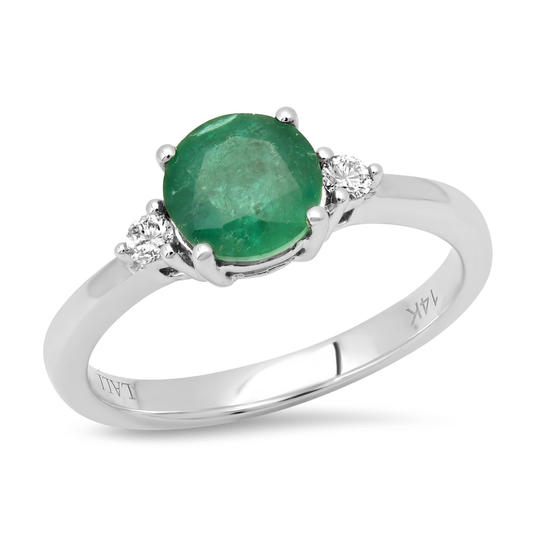 14K White Gold Setting with 1.16ct Emerald and .10ct Diamond Ladies Ring: Retail: $2,450.00 ****** 14K White Gold Setting with 1.16ct Emerald and .10ct Diamond Ladies Ring ****** Size: 7 / Metal: 14K White Gold / Total Item Weight: 3.0 Grams / Country Made: United States / 