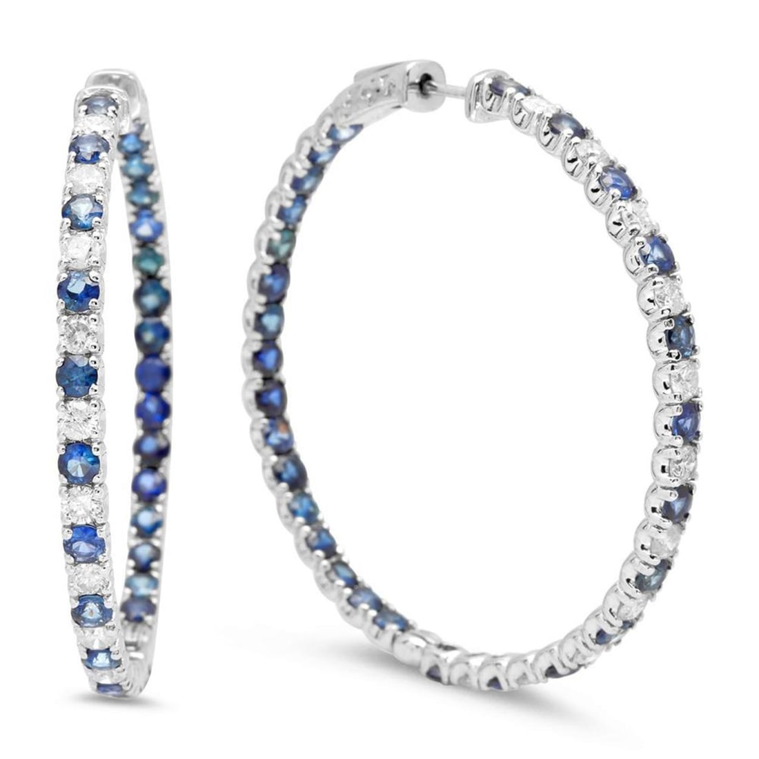 14K Gold 8.01ct Sapphire 2.37cts Diamond Earrings (1 of 3)