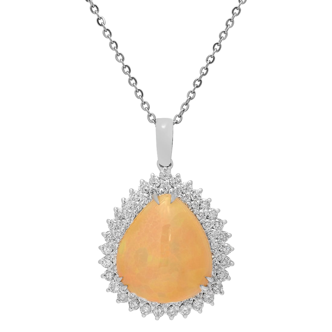 14k White Gold 14.65ct Opal 2.31ct Diamond Pendant: Retail: $18,275.00 ****** 14k White Gold 14.65ct Opal 2.31ct Diamond Pendant ****** Metal: 14K White Gold / Total Item Weight: 11.60 grams / Country Made: United States / / Main Stone: Opal / Color: P