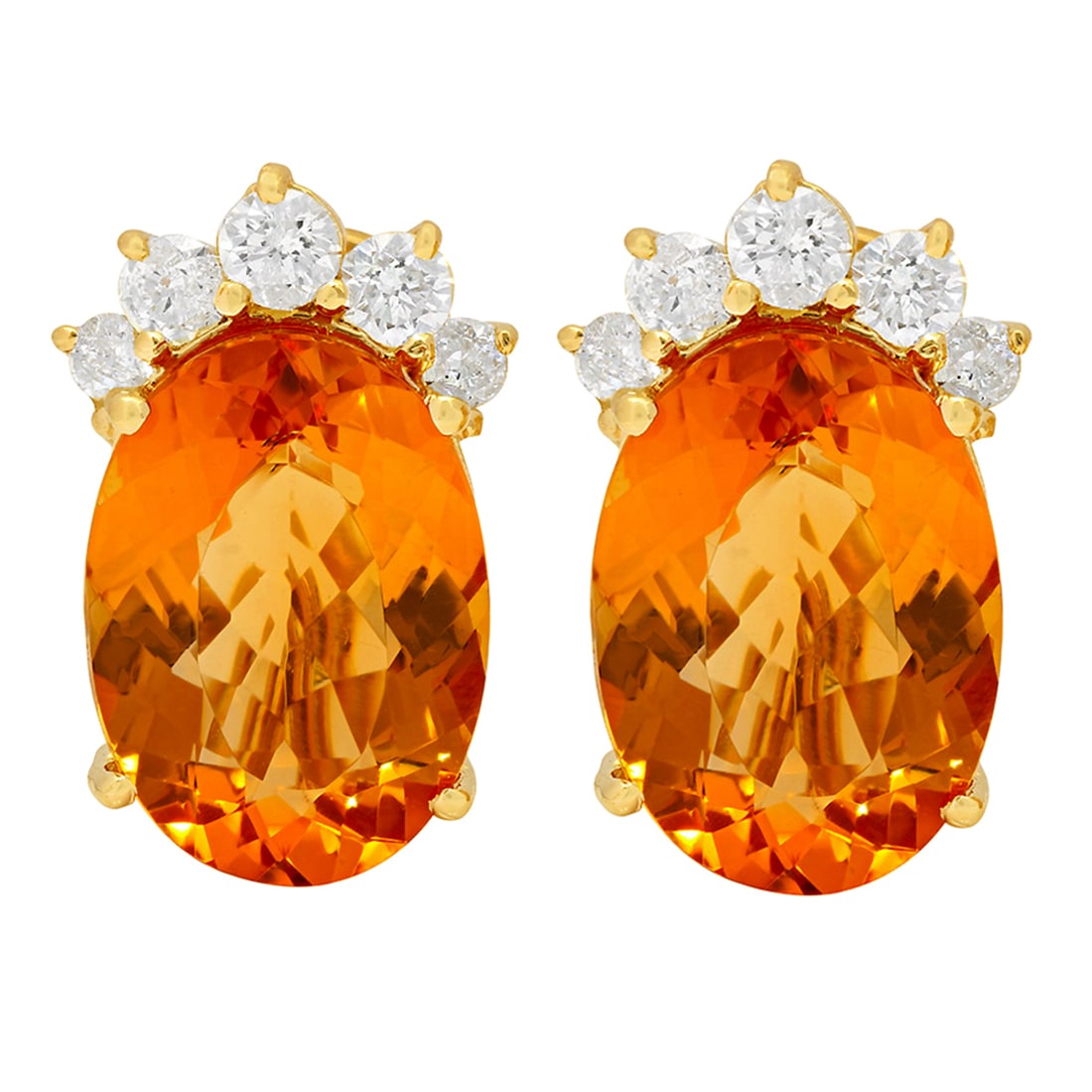 14k Yellow Gold 20.64ct Citrine 1.53ct Diamond Earrings (1 of 4)