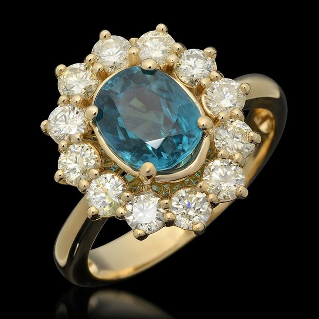 14K Yellow Gold 3.0ct Zircon and 1.24ct Diamond Ring: Retail: $7,600.00 ****** 14K Yellow Gold 3.0ct Zircon and 1.24ct Diamond Ring ****** Metal: 14K Yellow Gold / Total Item Weight: 5.3 Grams / Country Made: United States / / Main Stone: Zircon /