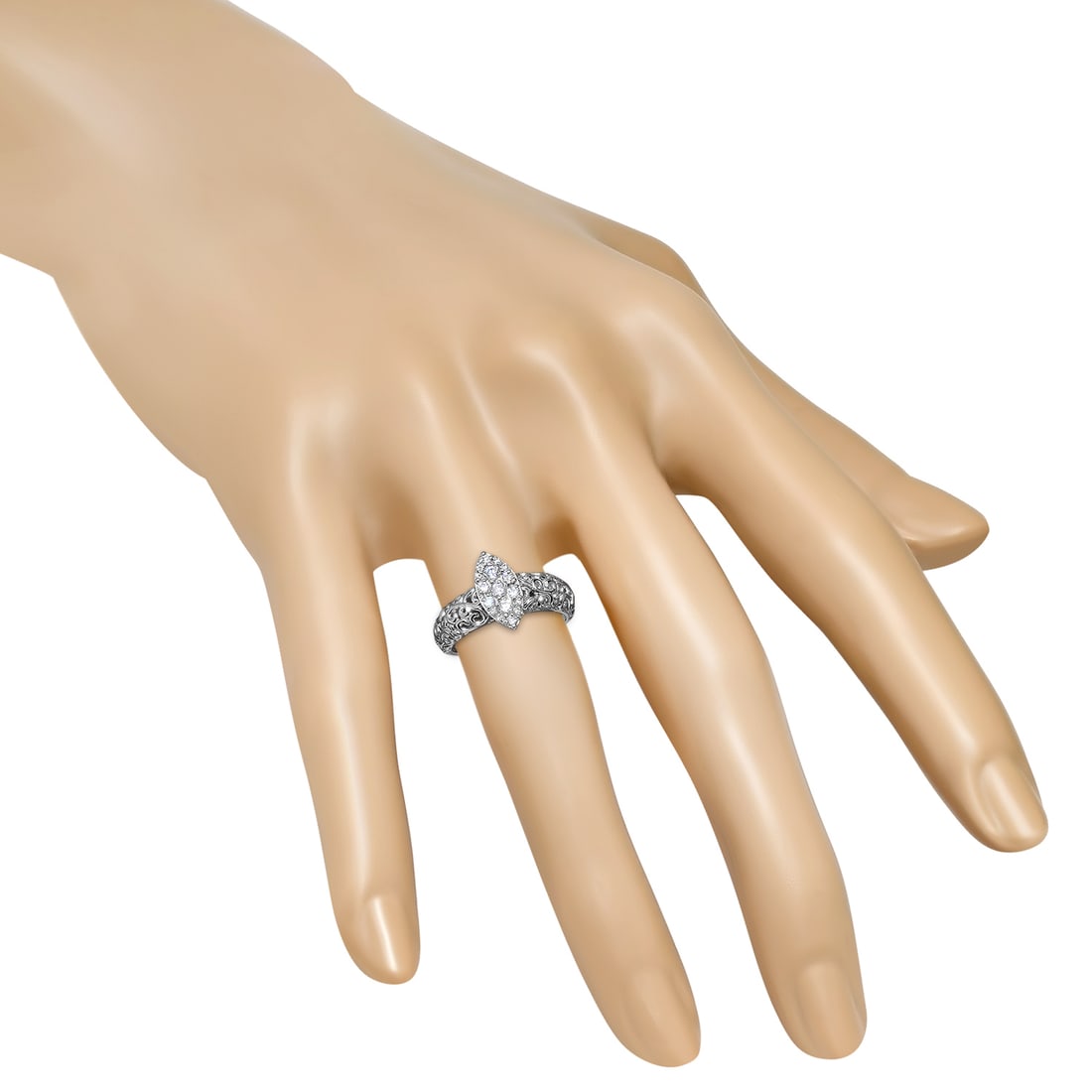 14K White Gold Setting with 0.43ct Diamond Ladies Ring - 3