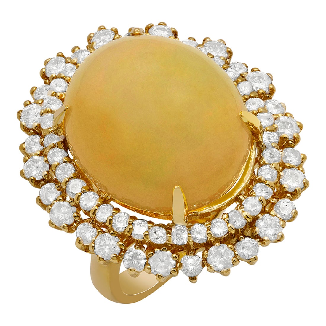 14k Yellow Gold 12.65ct Opal 2.04ct Diamond Ring: Retail: $14,925.00 ****** 14k Yellow Gold 12.65ct Opal 2.04ct Diamond Ring ****** Metal: 14K Yellow Gold / Total Item Weight: 11.40 grams / Country Made: United States / / Main Stone: Opal / Color: