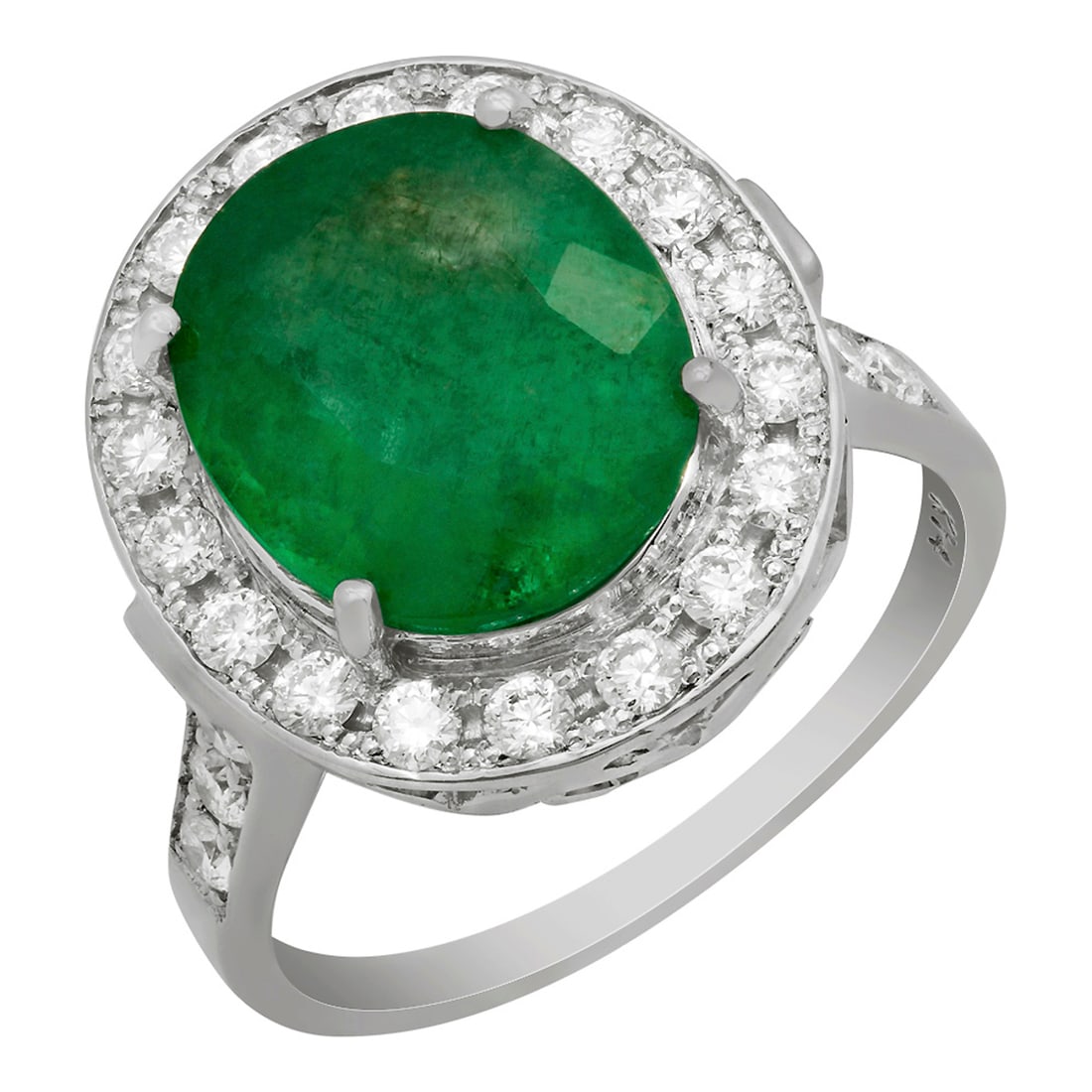 14k White Gold 3.48ct Emerald 0.71ct Diamond Ring: Retail: $11,605.00 ****** 14k White Gold 3.48ct Emerald 0.71ct Diamond Ring ****** Metal: 14K White Gold / Total Item Weight: 6.10 grams / Country Made: United States / / Main Stone: Emerald / Color: 
