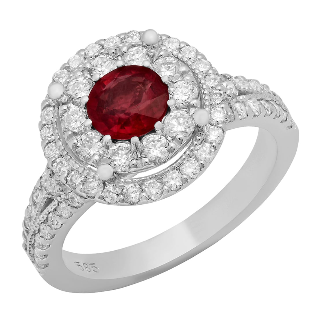 14k White Gold 0.92ct Ruby 1.12ct Diamond Ring: Retail: $5,975.00 ****** 14k White Gold 0.92ct Ruby 1.12ct Diamond Ring ****** Metal: 14K White Gold / Total Item Weight: 5.42 grams / Country Made: United States / / Main Stone: Ruby / Color: