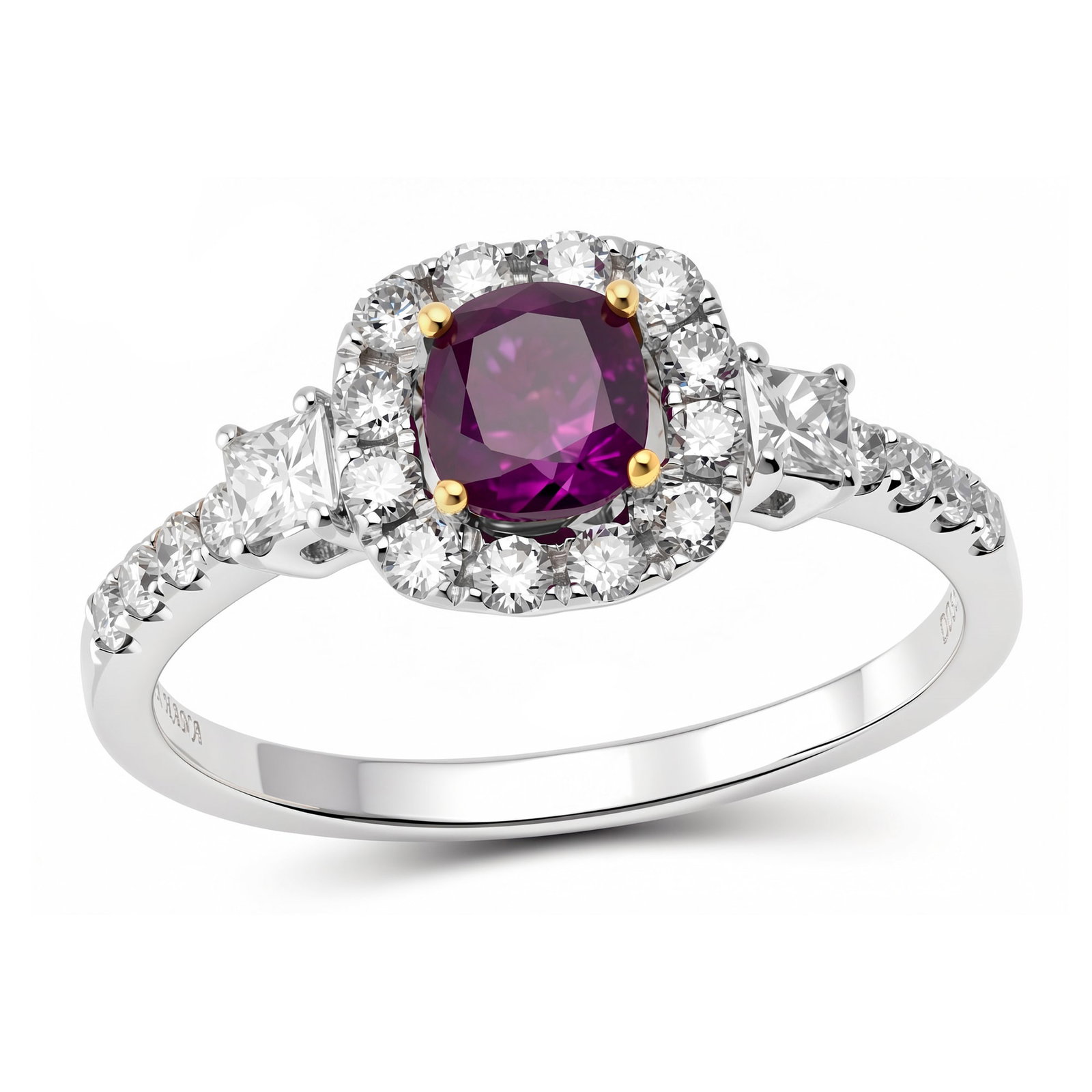 18K White And Yellow Gold Ladies Ring with 0.79ct GIA Certified Sapphire and 0.53tcw Adjacent (1 of 5)