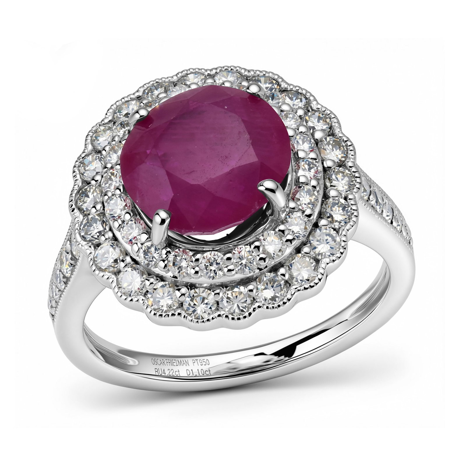 Platinum Ladies Ring with 4.22ct GIA Certified Burmese Ruby and 1.10tcw Adjacent Diamonds: Retail: $32,493.00 ****** Platinum Ladies Ring with 4.22ct GIA Certified Burmese Ruby and 1.10tcw Adjacent Diamonds ****** Size: 7 / Metal: Platinum / Total Item Weight: 9.2 Grams / Country Made: Unit