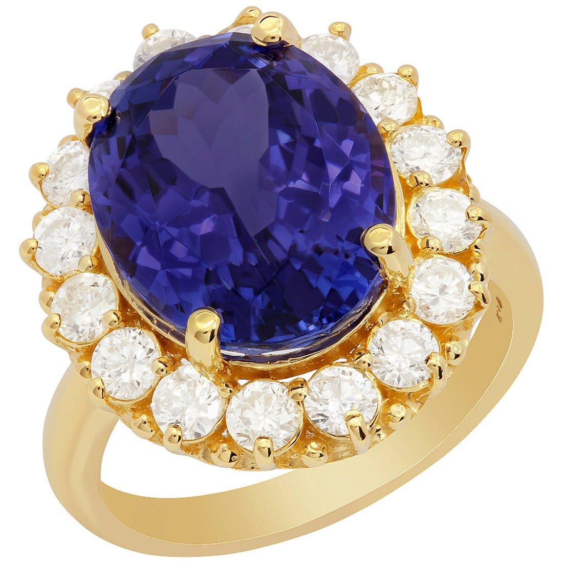 14k Yellow Gold 9.65ct Tanzanite 1.50ct Diamond Ring (1 of 5)