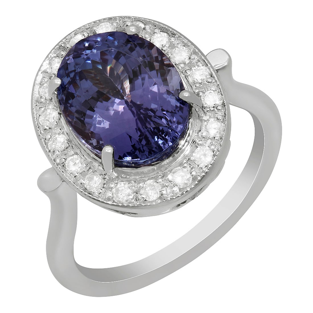 14k White Gold 5.61ct Tanzanite 0.32ct Diamond Ring: Retail: $9,225.00 ****** 14k White Gold 5.61ct Tanzanite 0.32ct Diamond Ring ****** Metal: 14K White Gold / Total Item Weight: 7.40 grams / Country Made: United States / / Main Stone: Tanzanite / Colo