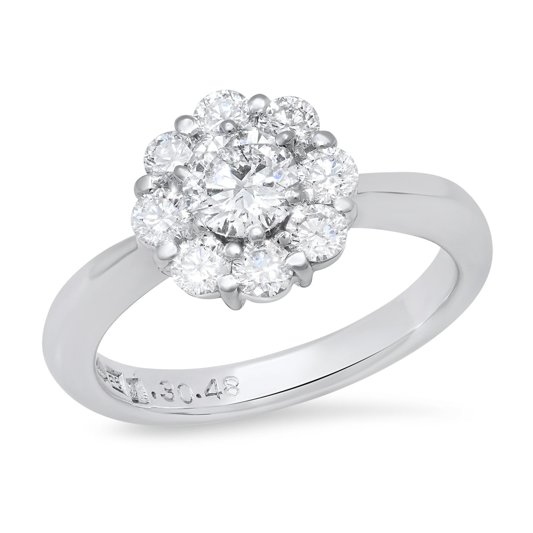Platinum Setting with 0.39ct Center Diamond and 0.48ct Diamond Halo Ladies Ring: Retail: $6,750.00 ****** Platinum Setting with 0.39ct Center Diamond and 0.48ct Diamond Halo Ladies Ring ****** Size: 5(we offer free resizing to winning bidders) / Metal: Platinum / Total Item Weight