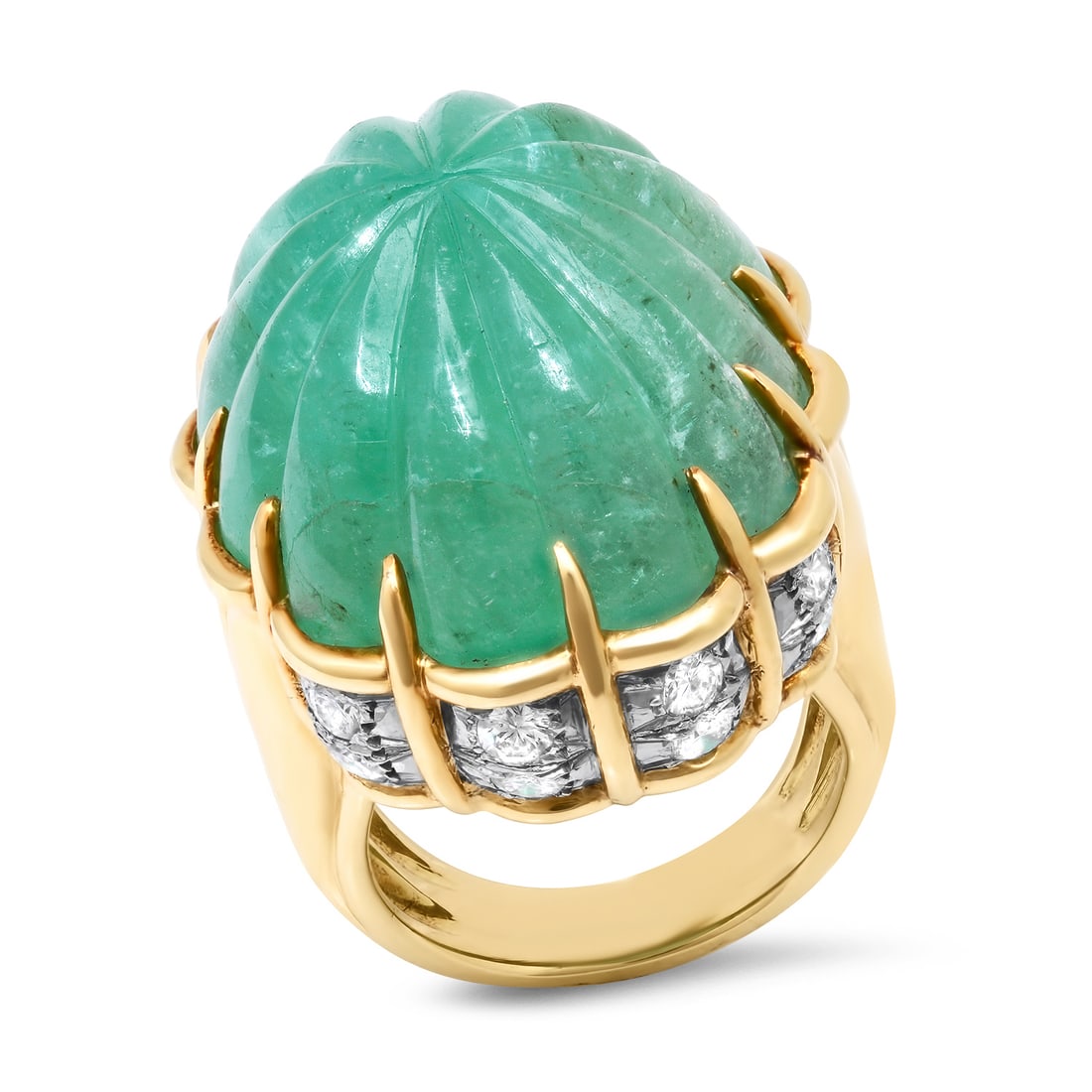 18K Yellow Gold Setting with Approx. 25ct Emerald and 1.60ct Diamond Ladies Ring: Retail: $10,790.00 ****** 18K Yellow Gold Setting with Approx. 25ct Emerald and 1.60ct Diamond Ladies Ring ****** Size: 7 / Metal: 18K Yellow Gold / Total Item Weight: 30.86 Grams / Country Made: Unit