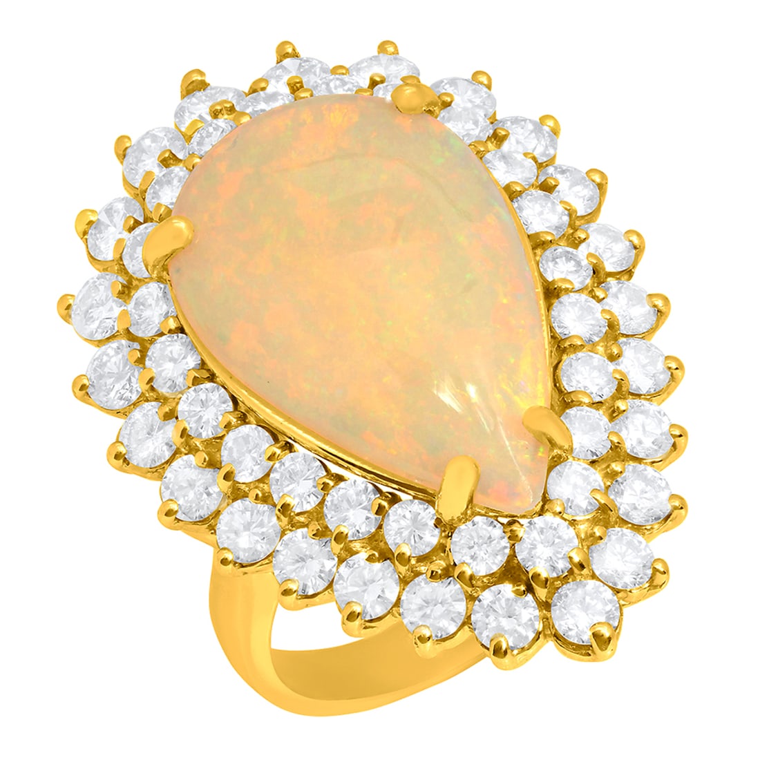 14k Yellow Gold 5.23ct White Opal 3.25ct Diamond Ring: Retail: $13,750.00 ****** 14k Yellow Gold 5.23ct White Opal 3.25ct Diamond Ring ****** Metal: 14K Yellow Gold / Total Item Weight: 13.70 grams / Country Made: United States / / Main Stone: White Opal