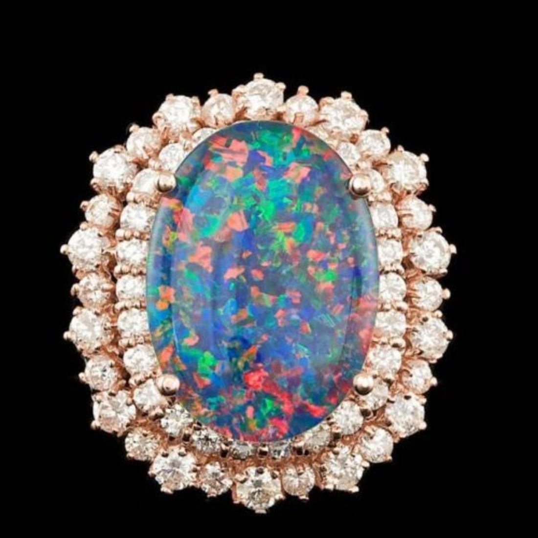 14K Rose Gold 6.07ct Opal and 1.98ct Diamond Ring (1 of 5)