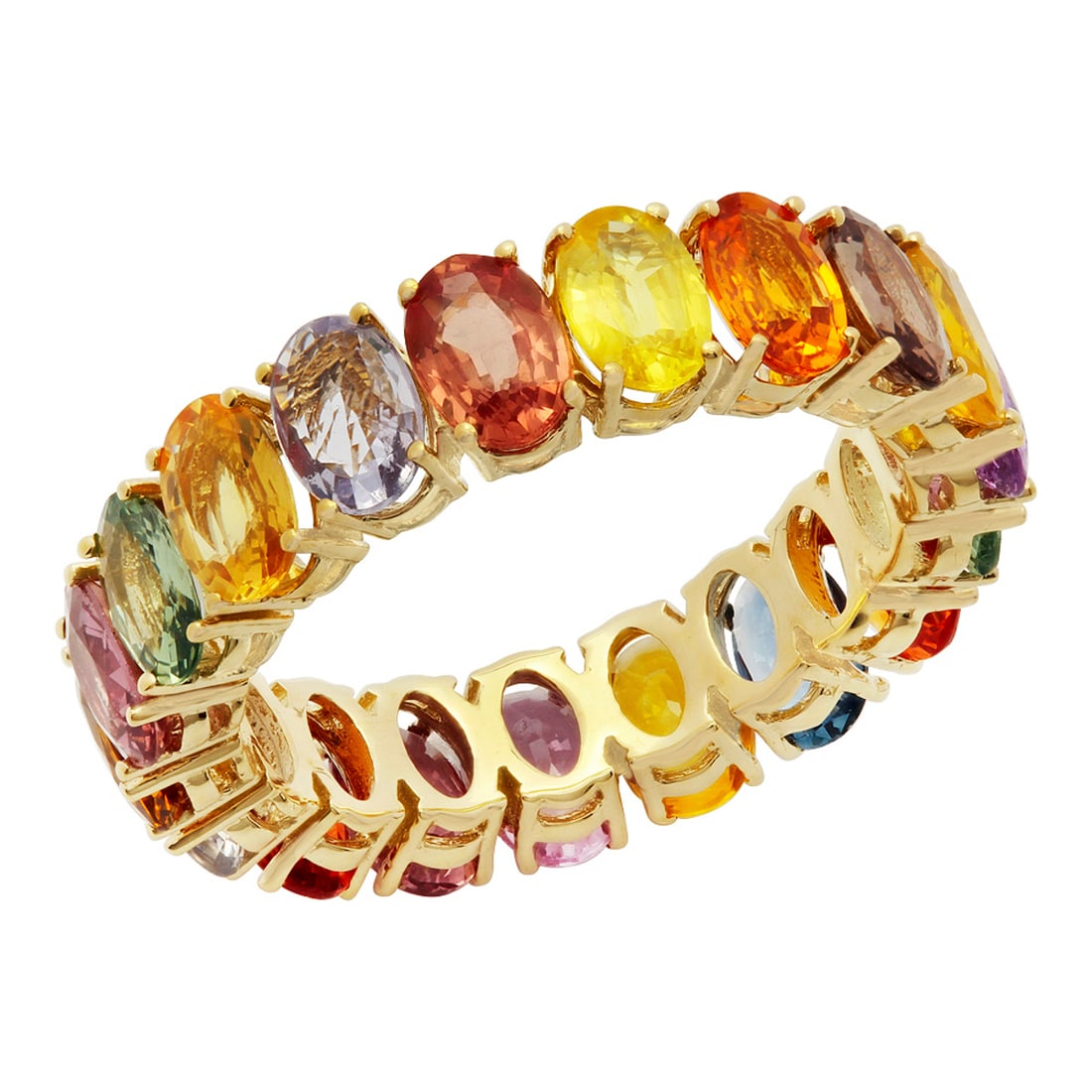 14k Yellow Gold 9.65ct Sapphire Eternity Band Ring: Retail: $7,820.00 ****** 14k Yellow Gold 9.65ct Sapphire Eternity Band Ring ****** Metal: 14K Yellow Gold / Total Item Weight: 5.80 grams / Country Made: United States / / Main Stone: Sapphire / Color