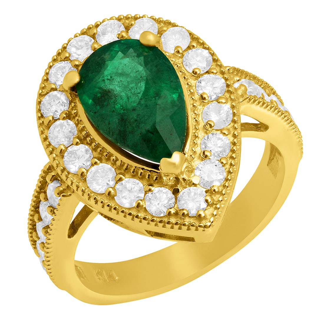 14k Yellow Gold 2.19 Emerald 1.23ct Diamond Ring (1 of 4)