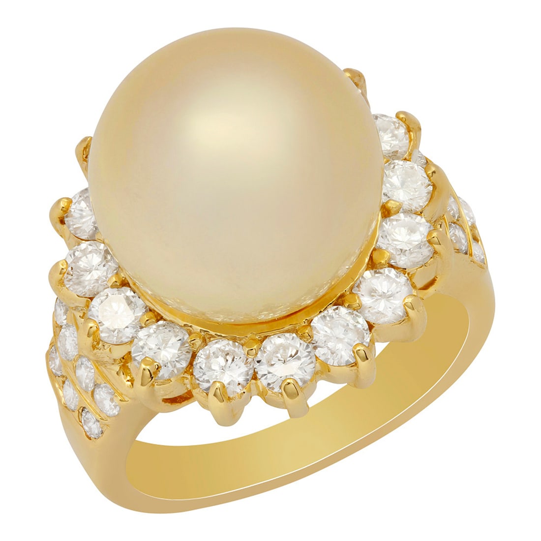 14k Yellow Gold 13mm Pearl 1.73ct Diamond Ring (1 of 4)
