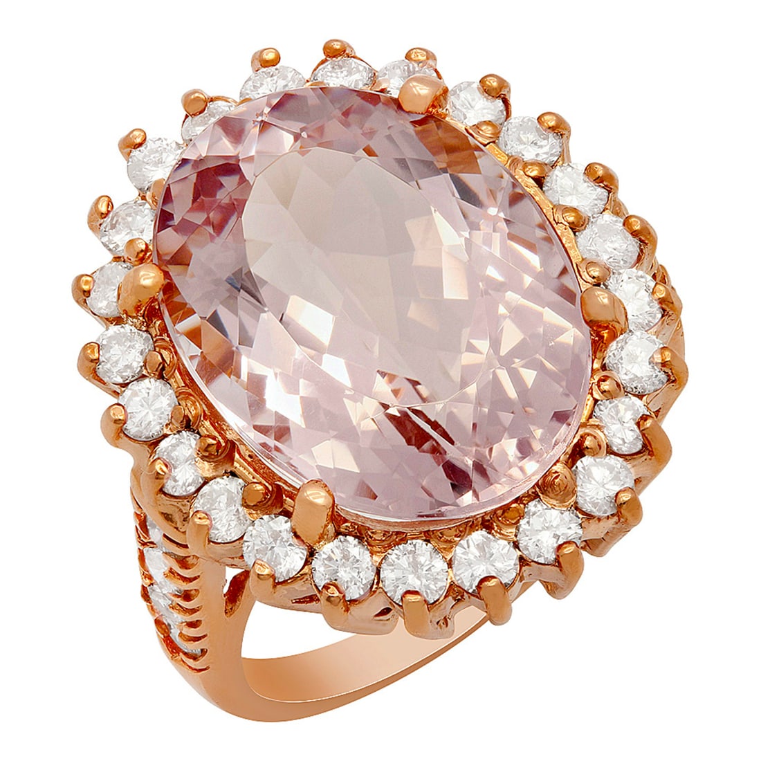 14k Rose Gold 10.96ct Kunzite 1.82ct Diamond Ring: Retail: $11,155.00 ****** 14k Rose Gold 10.96ct Kunzite 1.82ct Diamond Ring ****** Metal: 14K Rose Gold / Total Item Weight: 10.20 grams / Country Made: United States / / Main Stone: Kunzite / Color: 