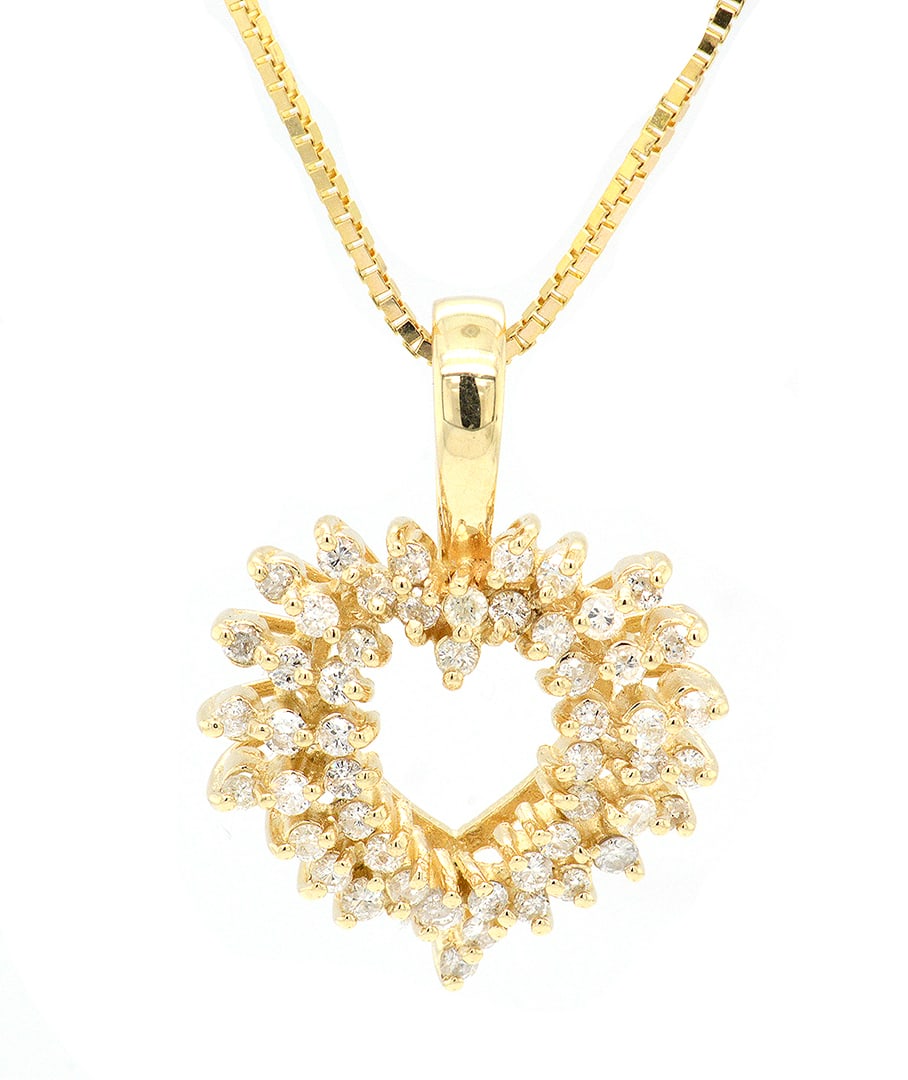 14K Yellow Gold Ladies Pendant with 1.05tcw Diamonds: Retail: $7,500.00 ****** 14K Yellow Gold Ladies Pendant with 1.05tcw Diamonds ****** Size: 18 Chain / Metal: 14K Yellow Gold / Total Item Weight: 9.4 Grams / Country Made: United States / / Main Stone
