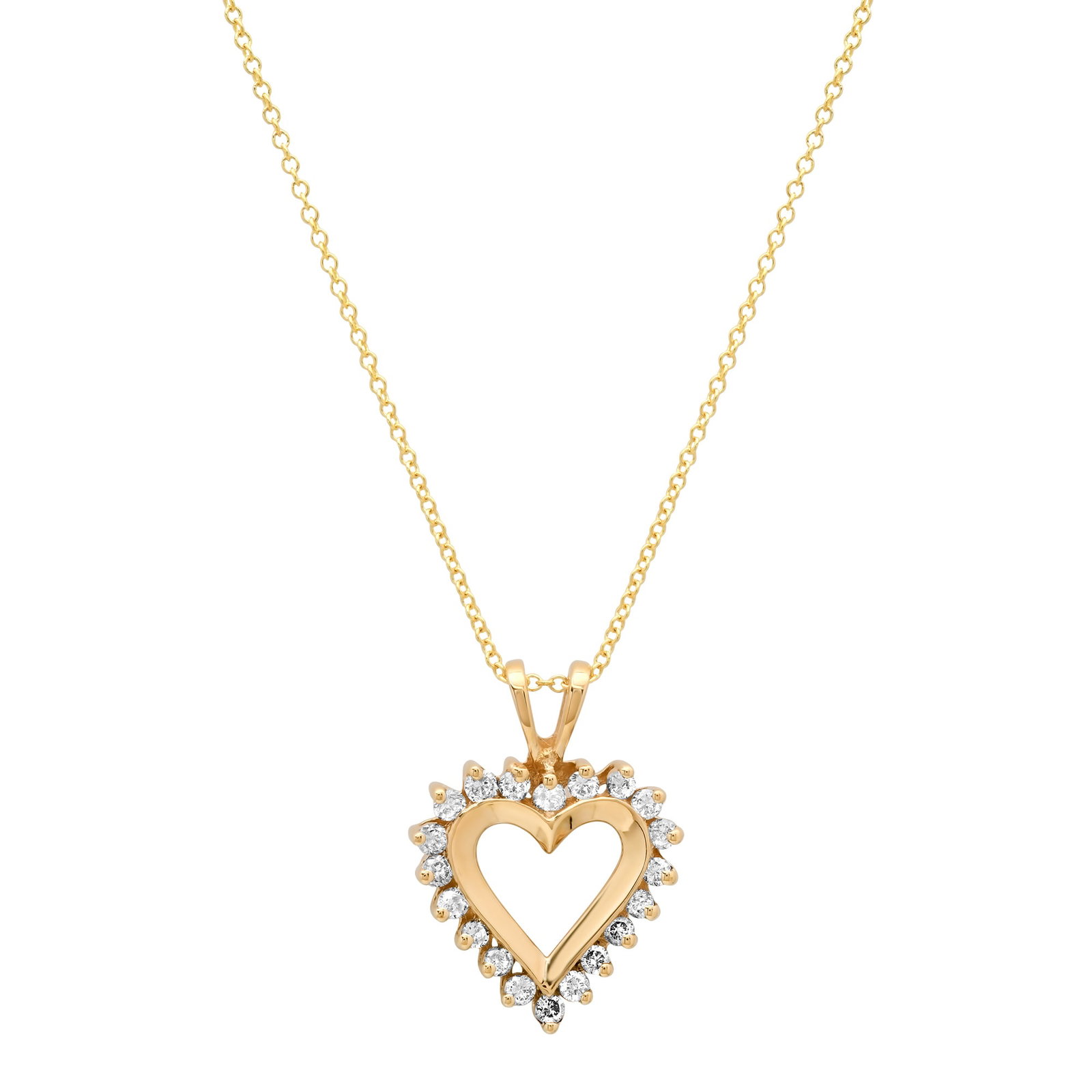 10K Yellow Gold Setting with 18 14K Chain and 0.35ct Diamond Heart Pendant": Retail: $1,256.00 ****** 10K Yellow Gold Setting with 18 14K Chain and 0.35ct Diamond Heart Pendant ****** Size: 18" 14K Chain / Metal: 10K Yellow Gold / Total Item Weight: 3.4 Grams / Country Made: